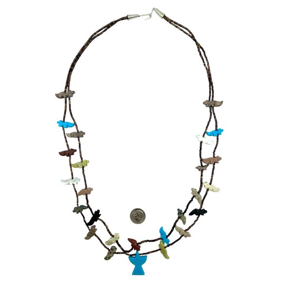 Garcia Zuni Navajo Fetish Heishi Necklace Double Strand Carved Native American - Picture 9 of 10